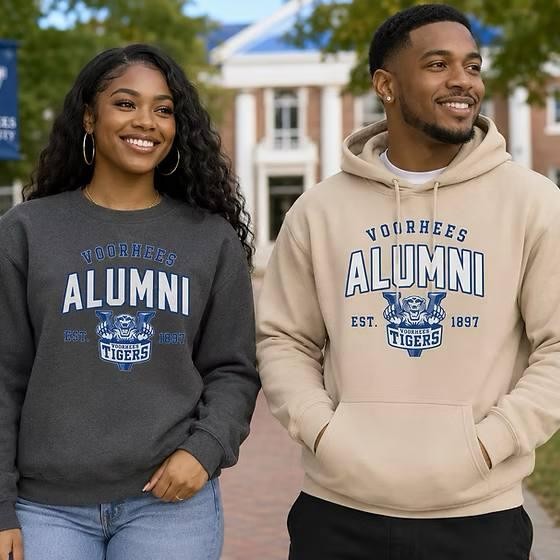 Alumni crew & hoodie on campus